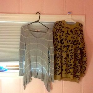 Light grey loose sweater & Cheetah sweater dress.